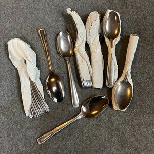 New Brand Ware SET of 60 Oval Place Dinner Spoons Pebbled Stainless Steel